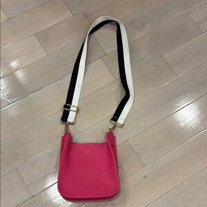 Hot Pink Crossbody Bag with Black & White Strap with gold hardware. Never worn.